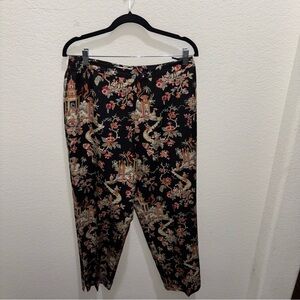 Talbots Black Orient Pattern Straight Leg Pants